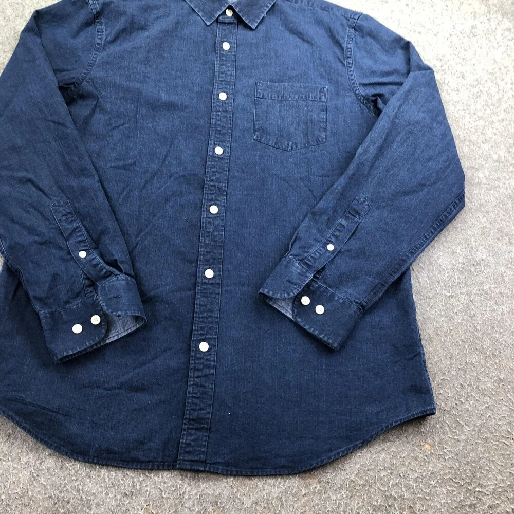 Banana Republic Shirt Mens Large Blue Denim Long Sleeve Button Up Slim Casual